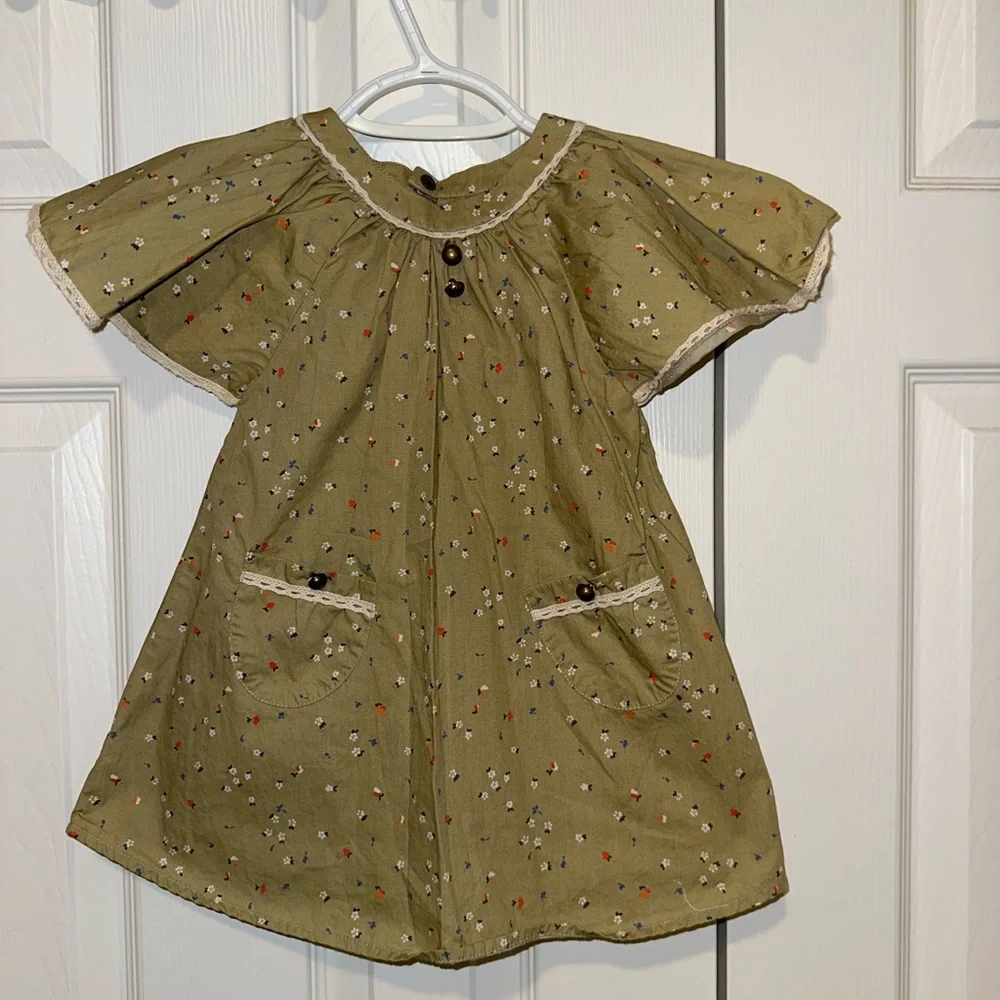 LA FAUTE‎ A VOLTAIRE BUTTERFLY floral butterfly sleeve Khaki green 2T